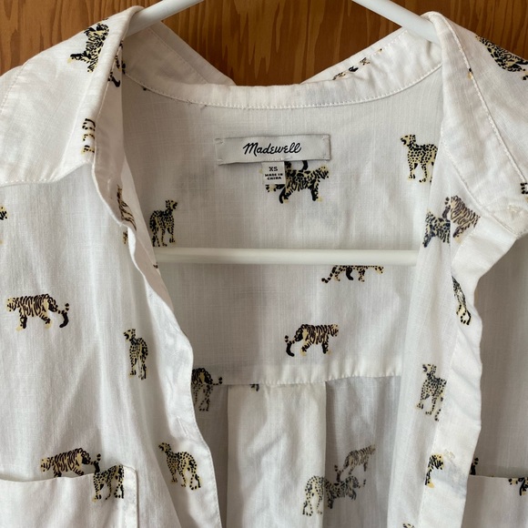 Madewell oversized White Button Up Shirt Leopard pattern - Picture 3 of 4